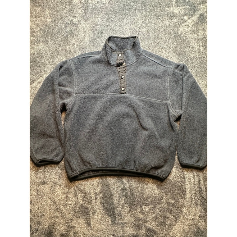 Woolrich Rugged Outdoorwear Gray Fleece Snap Neck Pullover Sweater Men Large-261